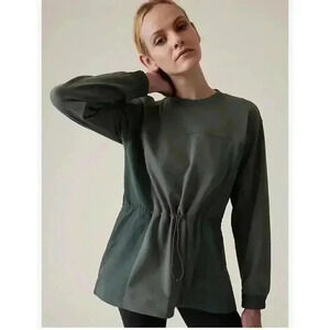 Athleta Triumphant Hybrid Crewneck Sweatshirt Pullover Jacket GrayGreen Size M
